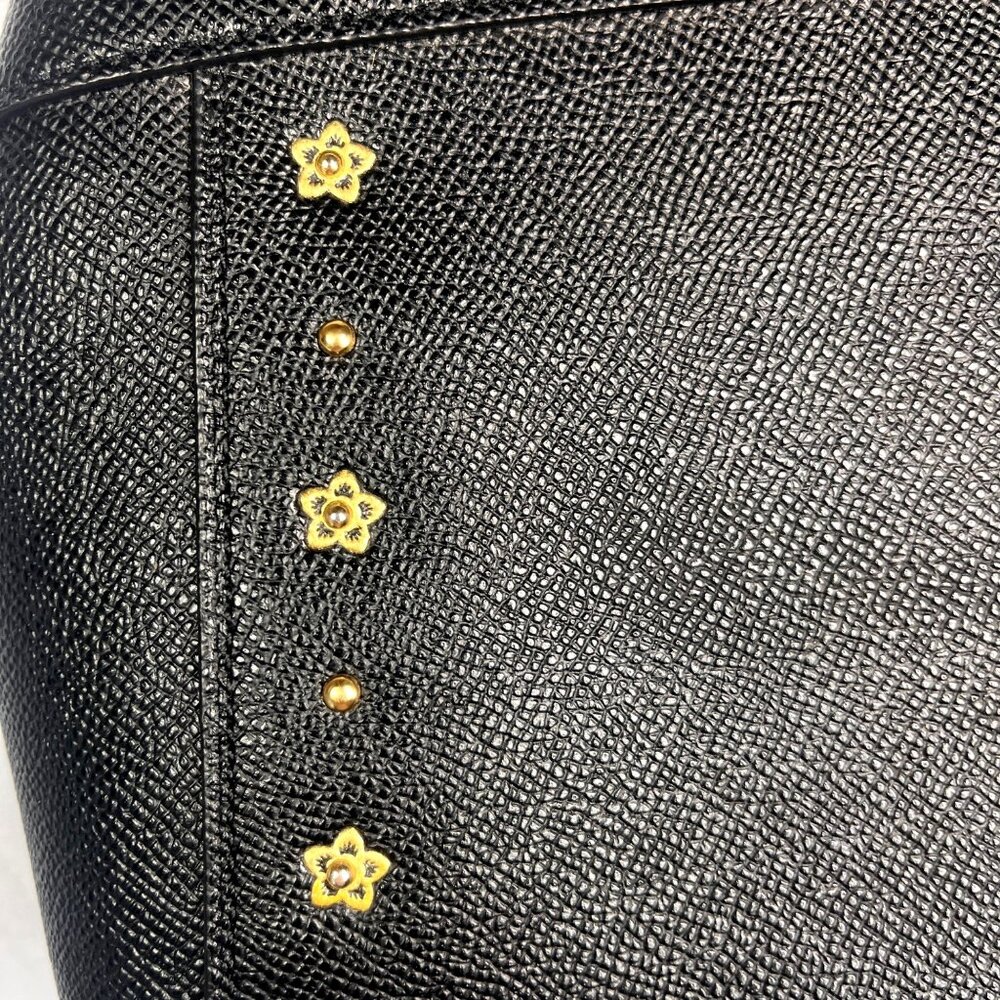 Coach 2018 Mini Brooke Black Leather Crossbody Bag w Floral Rivets F37754 - Picture 7 of 16